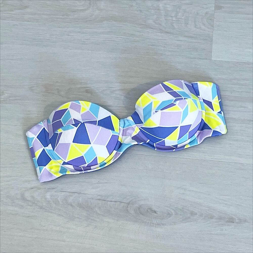 Zinke Taylor Geometric Print Bandeau Bikini Top Pastel Size Medium NWOT